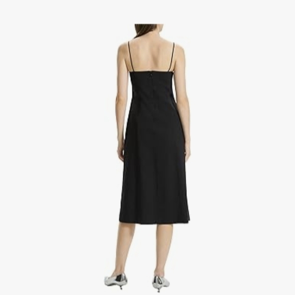 Theory Black Sheath Spaghetti Strap Midi Dress Size 10 - Picture 2 of 11